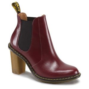 Dr Doc Martens Eloise Boots Heels 11 Burgundy NEW